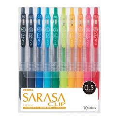 Zebra Sarasa Clip Gel Ink Ballpoint Pen 0.5mm 10 Colors Set