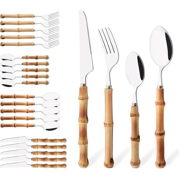 bamboo handled stainless flatware set