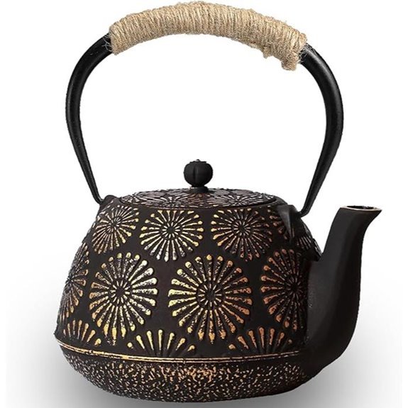 black gold cast iron teapot