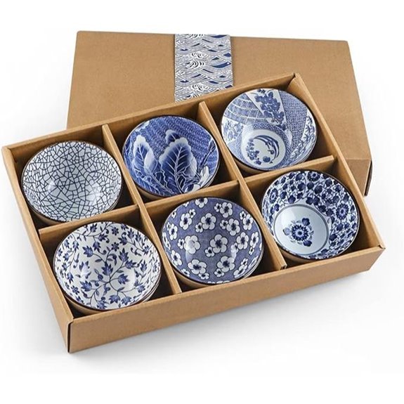 blue white ceramic rice bowls
