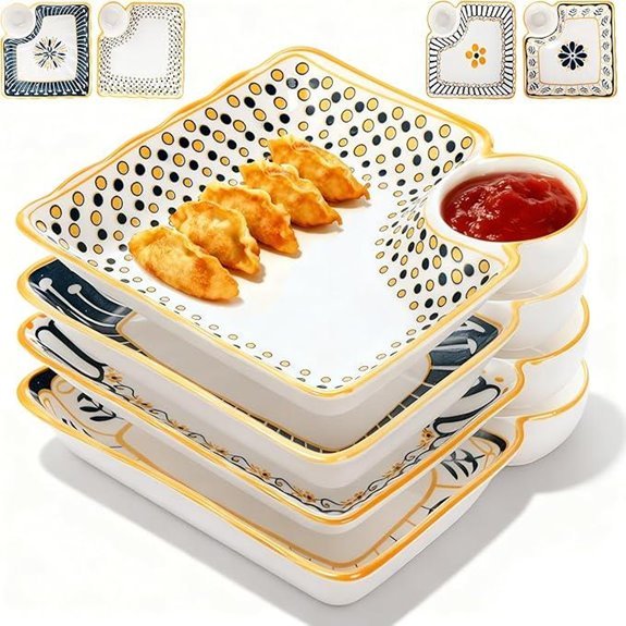 dumpling plates with sauce
