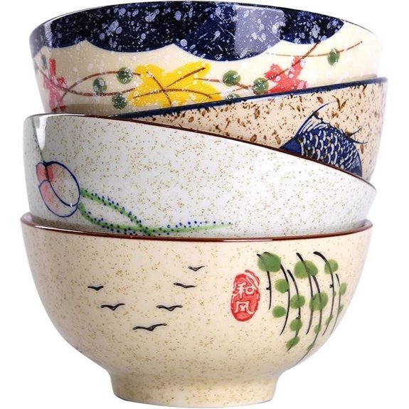 hand painted floral ceramic bowls