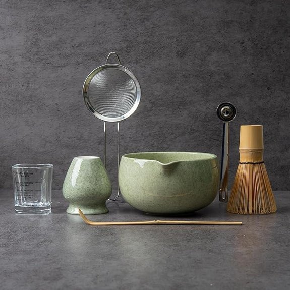 mottled green matcha whisk