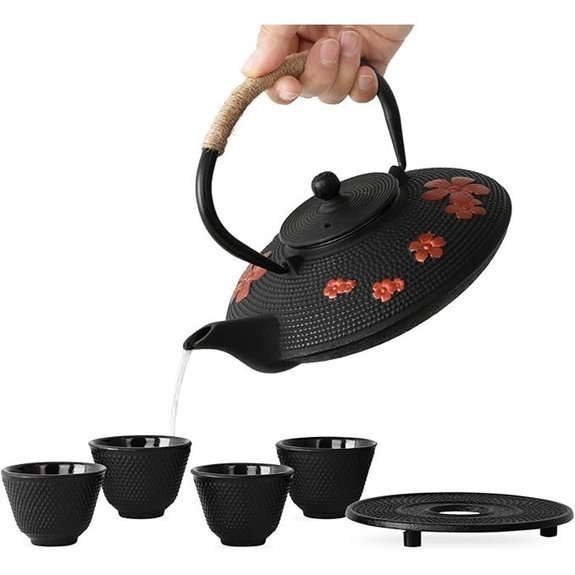 pear flower cast iron teapot