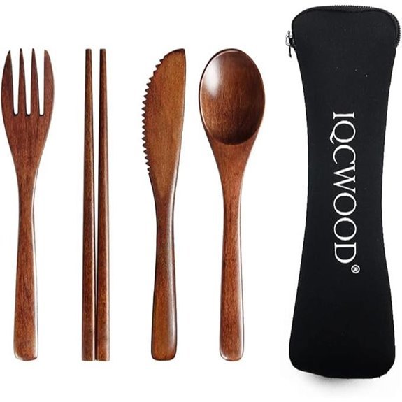 portable wooden cutlery set for travel