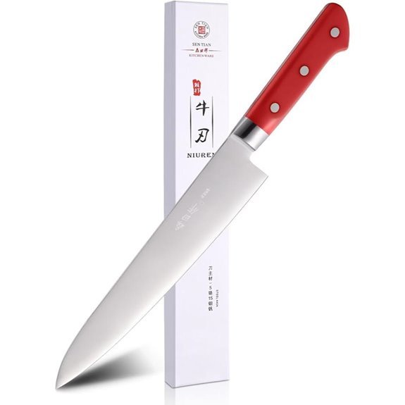 red ergonomic chef knife 9 5