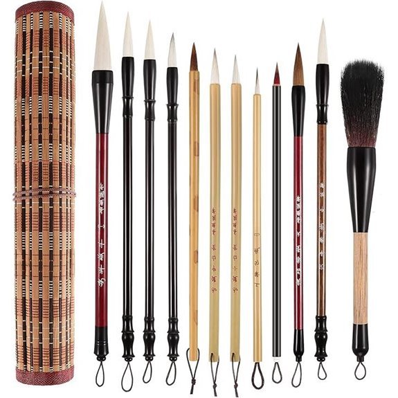 roll up calligraphy brush set