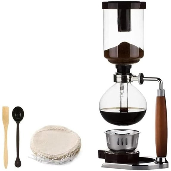 wood handle siphon coffee maker